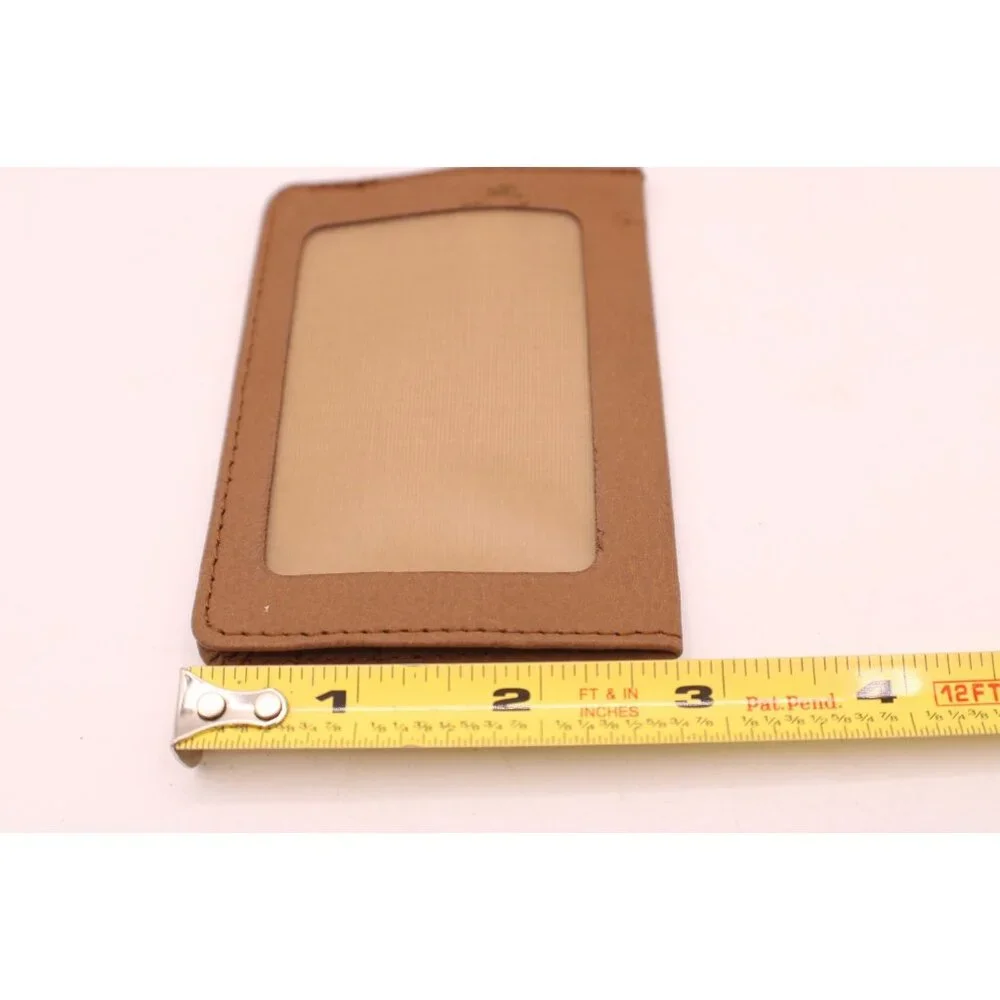 Pocket Wallet Small Case Business ID Card Holder Faux Leather Camel Brown Vtg